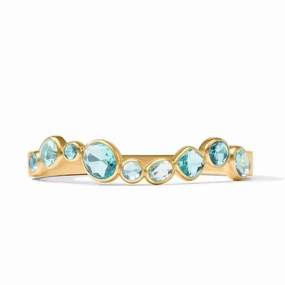 $275 Julie Vos Kaleidoscope Hinge Bangle Bahamian Blue - Picture 1 of 12